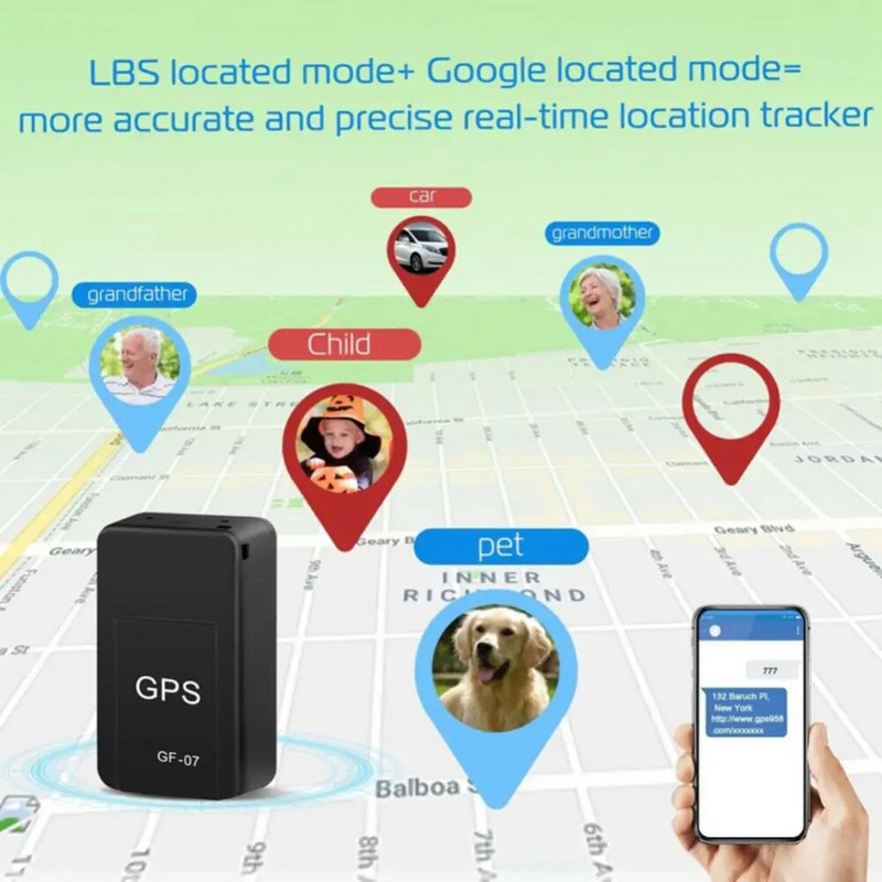 GF-07 Mini GPS nyomkövető pozícionáló valós idejű nyomkövető mágnes adszorpciós mini lokátor SIM-betétek Üzenet Háziállatok Elveszett