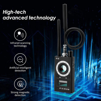 K18 Многофункционален Anti-Candid Cam Безжичен търсач на обективи 1MHz-6.5GHz GSM Audio Bug Finder GPS сигнал RF Tracker Detect