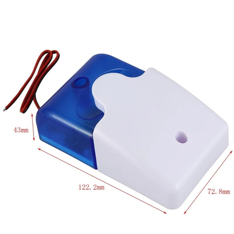 HOT-3X Sirenă de avertizare cu stroboscop cu fir DC 12V Alarmă sonoră Lumină intermitentă Sunet Sirenă Claxon Sistem de alarmă pentru securitatea casei 115DB Albastru