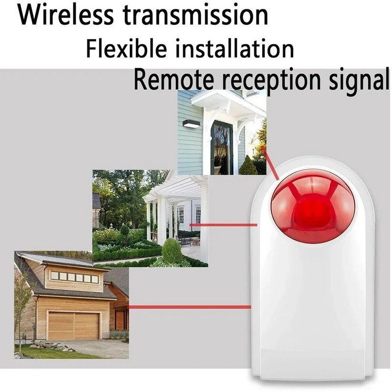 433mhz 120db Crveno svjetlo sirene Alarm Bežična bljeskalica Strobe Vanjska Vodootporna zvučna sirena Kućna sigurnost Zaštitni alarmni sustav