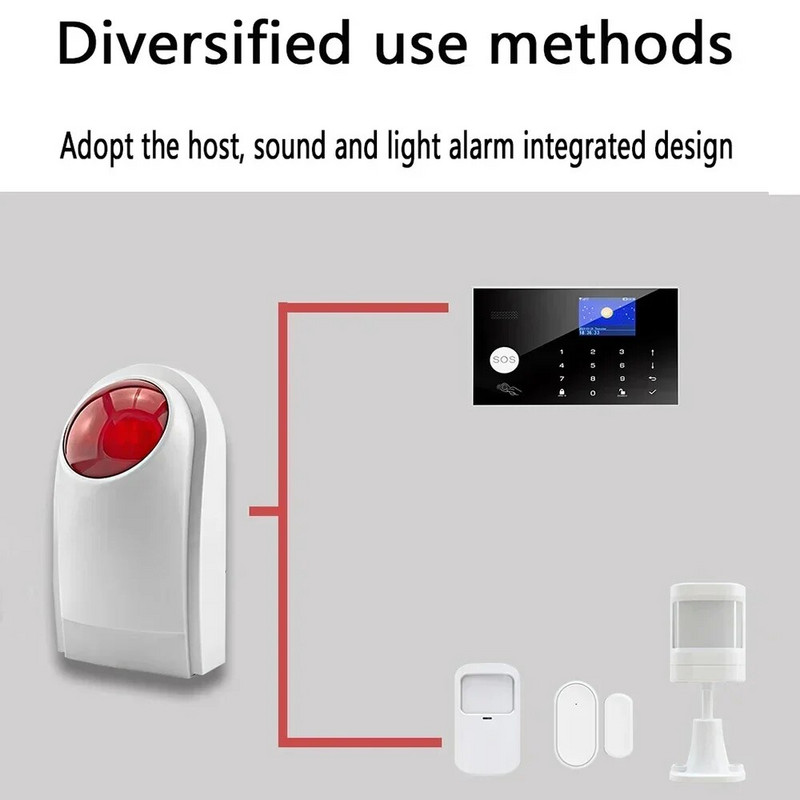 433mhz 120db Crveno svjetlo sirene Alarm Bežična bljeskalica Strobe Vanjska Vodootporna zvučna sirena Kućna sigurnost Zaštitni alarmni sustav