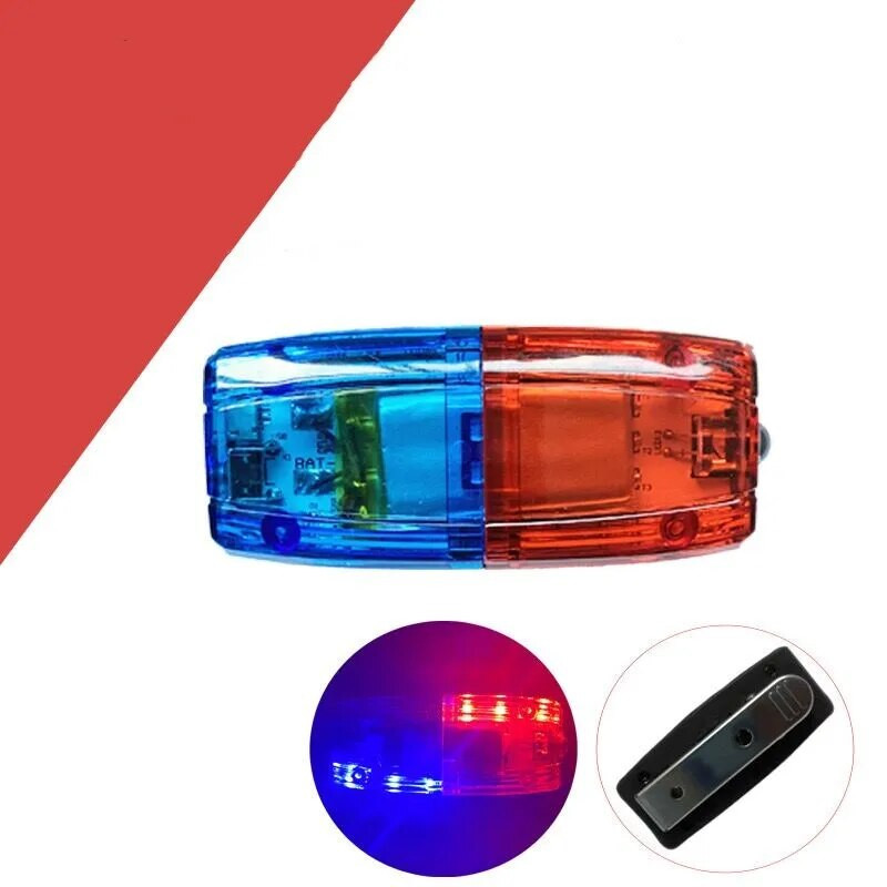 Naeratav haipunane sinine strobovalgus politseivalgusti hoiatustuled USB-laetav taskulamp õlaklamber vilkuv õues