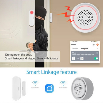 Λειτουργεί με τον αισθητήρα θερμοκρασίας και υγρασίας σπιτιού Alexa Smart Life Εφαρμογή για κινητά τηλεχειριστήριο Συναγερμός ήχου και φωτός 3 σε 1 Wi-Fi