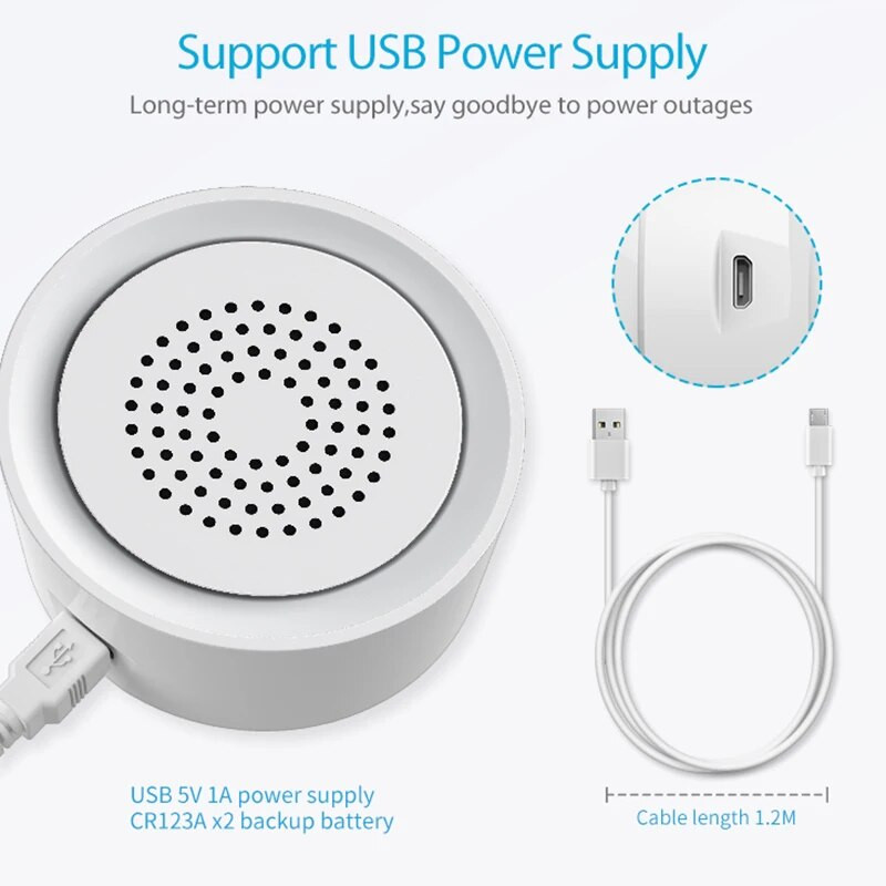 Funcționează cu senzorul de temperatură și umiditate Alexa acasă Smart Life Aplicație mobilă Telecomandă Sunet și lumină Alarmă Wifi 3 în 1