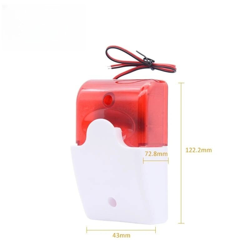 Bliț cu lumină roșie cu fir de interior de 12 V 110 dB Sunet de avertizare Alarma cu sirenă pentru toate sistemele de alarmă cu fir