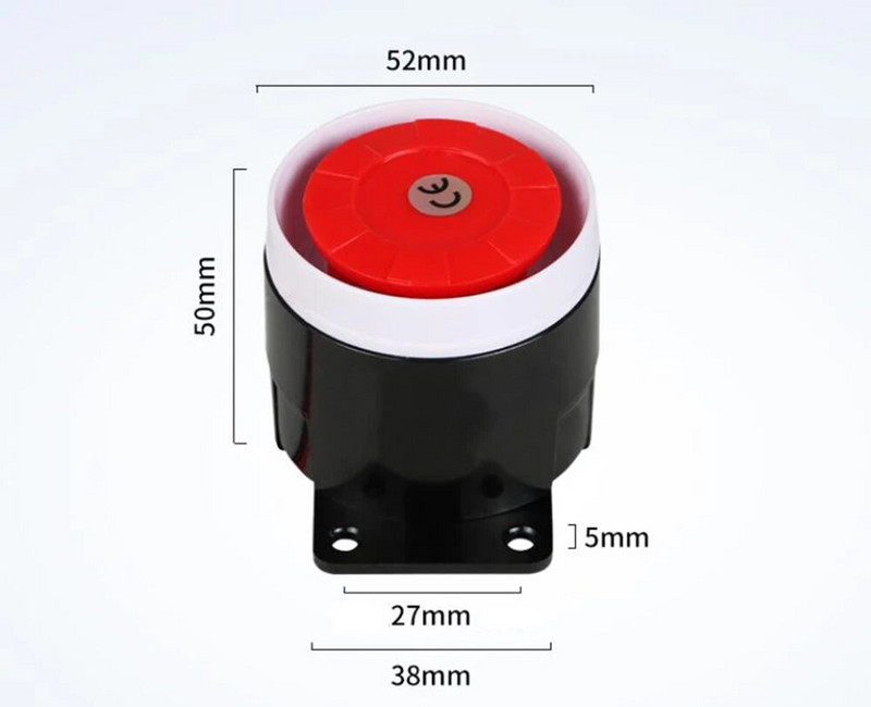 Punane ja must minijuhtmega 72 mm kaabel 120 dB valju sireeni sarv koduvalve helialarmsüsteemi jaoks DC12V-5V 1-10 tk