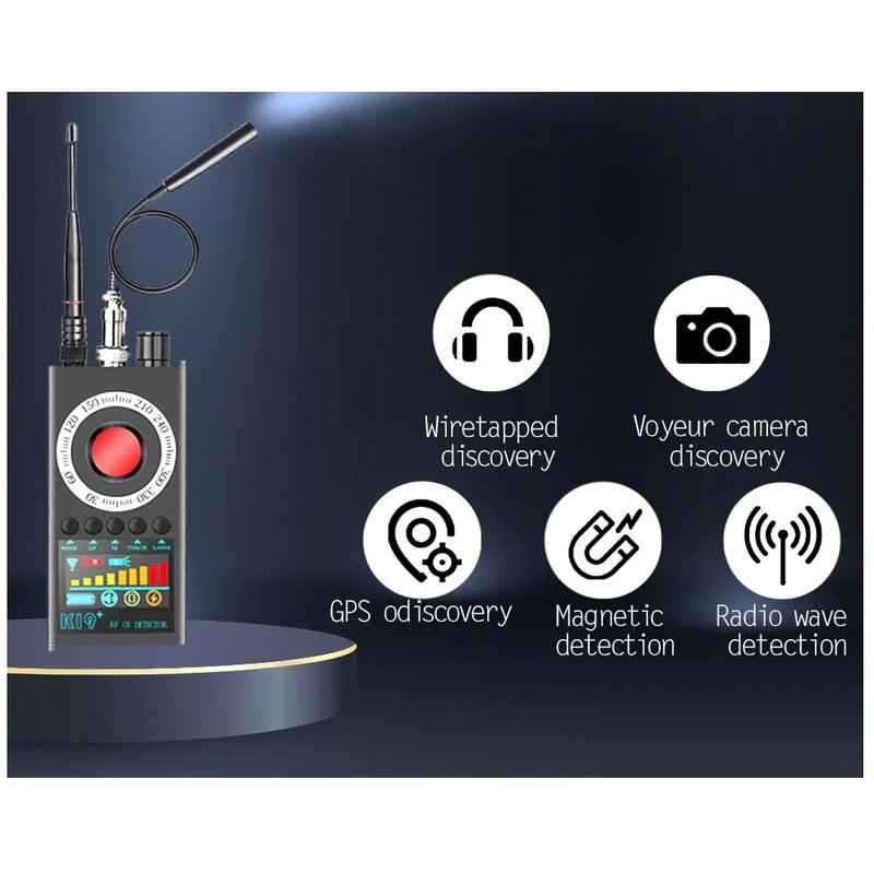 Naujas K19+ pasiklausymas paslėptos kameros detektorius RF belaidis Gsm garso signalo pokalbių pasiklausymas GPS sekiklis šnipinėjimo kameros detektorius klaidų ieškiklis