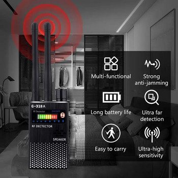 2,4G Wifi RF Signal Finder Anti Candid Camera Detector Spy Hidden Cam Audio Bug GPS Tracke GSM Wireless Device Scanner Black