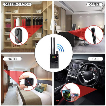 2.4G Wifi RF сигнал Finder Anti Candid Camera Detector Spy Hidden Cam Audio Bug GPS Tracke GSM Wireless Device Scanner Черен