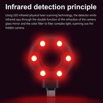 LED мобилен телефон Anti Candid Camera Detector USB C Portable Hotel Anti-Theft Camera Anti-Spy Camera IR Detector For iOS Android