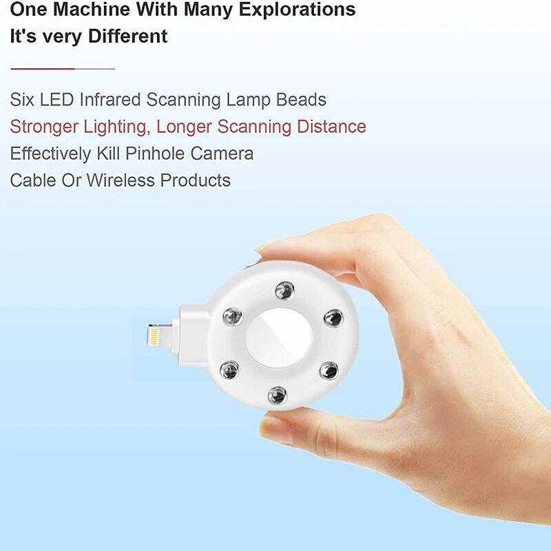 LED Mobiltelefon Anti Candid Camera Detector USB C Hordozható Hotel Lopásgátló Kamera Kémség Elleni Kamera IR detektor iOS Androidhoz