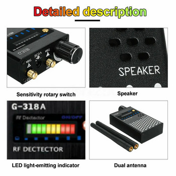 Ανιχνευτής αντικατασκοπικής κάμερας πολλαπλών λειτουργιών GSM Audio Bug Finder Wireless RF Signal Tracker Detect GPS Tracker 1MHz-8000MHz G318A