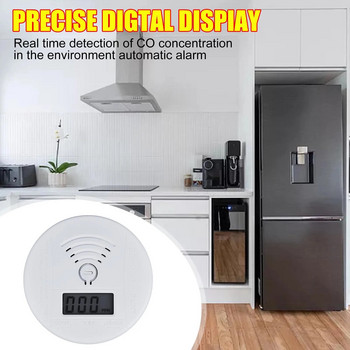 Самостоятелен алармен детектор за въглероден окис LED цифров дисплей Мини CO сензор Захранван от батерия със звуково предупреждение за домашна кухня