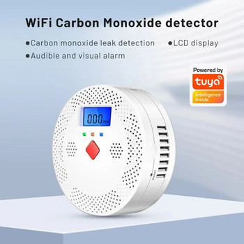 Tuya WiFi Интелигентен детектор за въглероден окис Аларма 85dB Звуково предупреждение LCD цифров дисплей Сирена за отравяне с CO на закрито
