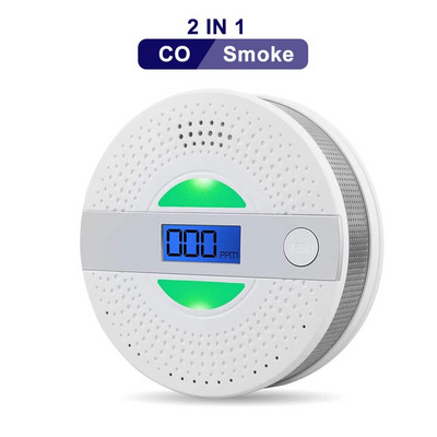 2 в 1 Co Smoke комплекс Аларма Детектор за въглероден окис Сензор за гласово предупреждение Защита на дома Сигурност Висока чувствителност 85 db силен