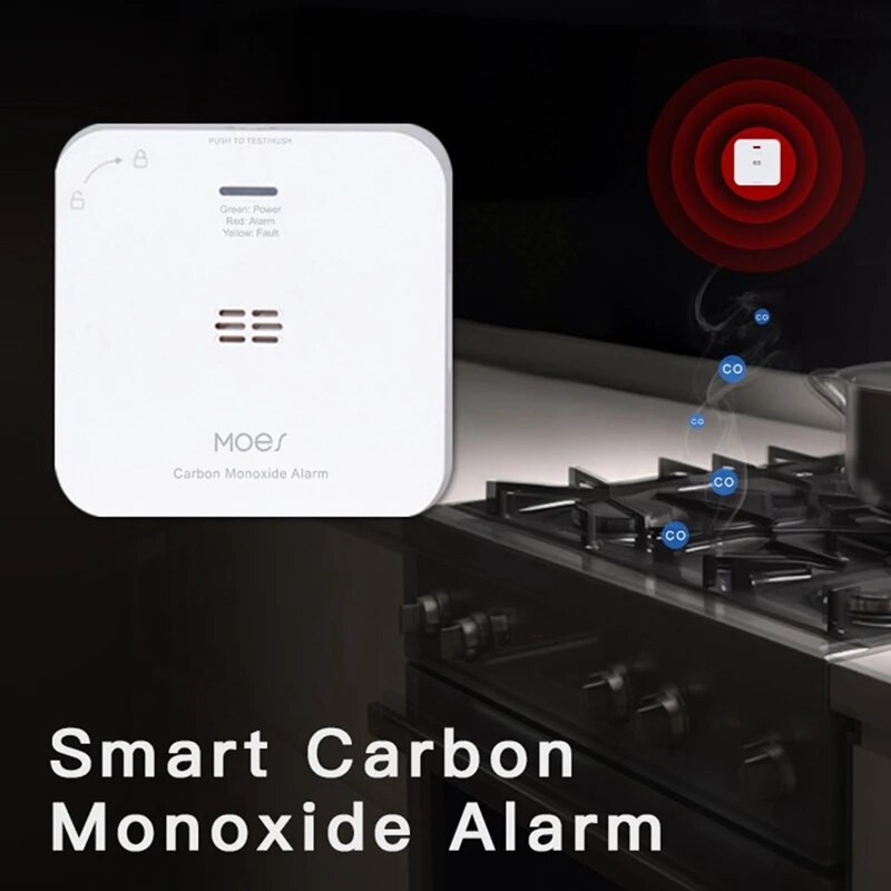 MOES Tuya Zigbee CO detektora trauksmes gāzes noplūdes oglekļa monoksīda detektors viedās drošības mājas lapa