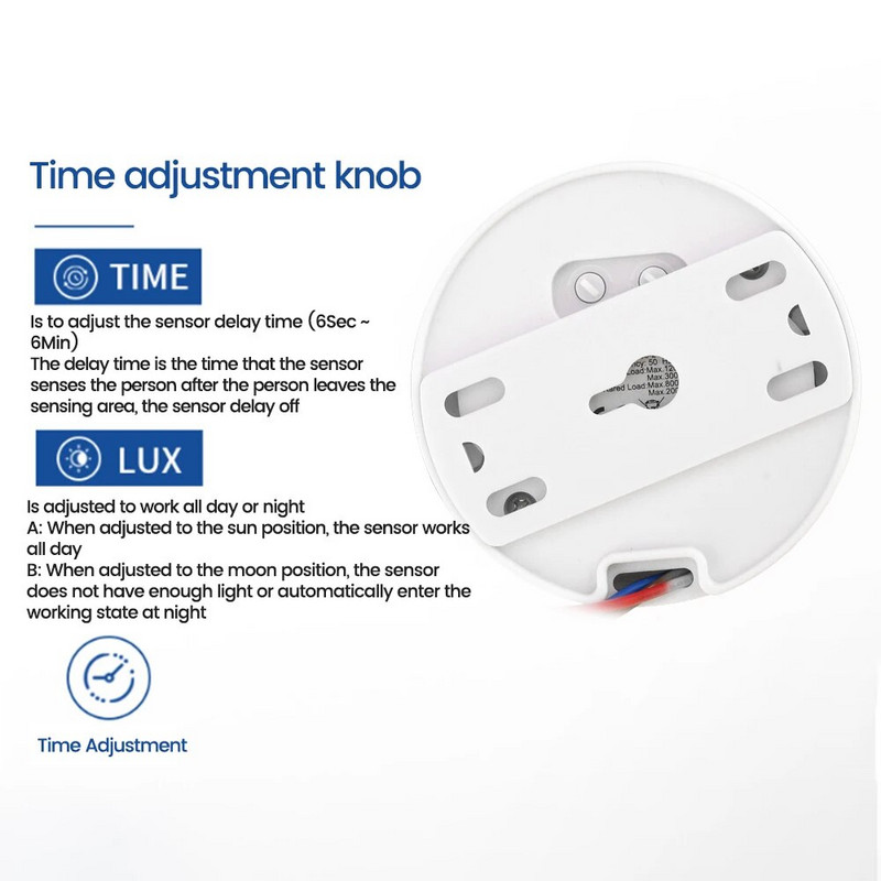 AC85-265V pažangus žmogaus infraraudonųjų spindulių jutiklio jungiklis Lubų jutiklio jungiklis skirtas 360 ℃ judesio jutiklio šviesos jungiklis
