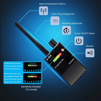 G318 G319 Audio Bug GPS GSM Device Finder Anti-Spy Detector GPS Rf сигнал детектор Безжична шпионска камера GSM Device Tracer Скенер