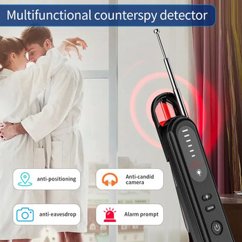 Ανιχνευτής κρυφής κάμερας Ανιχνευτής σφαλμάτων Anti-Spy GPS Tracker Detector 6 επίπεδα ευαισθησίας Ανιχνευτής σήματος RF για ταξίδια στο σπίτι στο γραφείο
