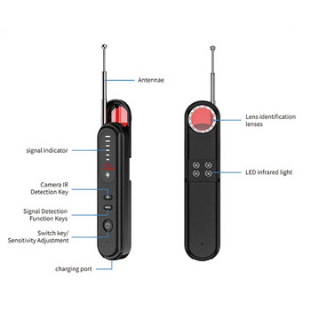Детектор за скрита камера Детектор за грешки Анти-шпионски GPS детектор за проследяване 6 нива на чувствителност Детектор за RF сигнал за пътуване в домашен офис