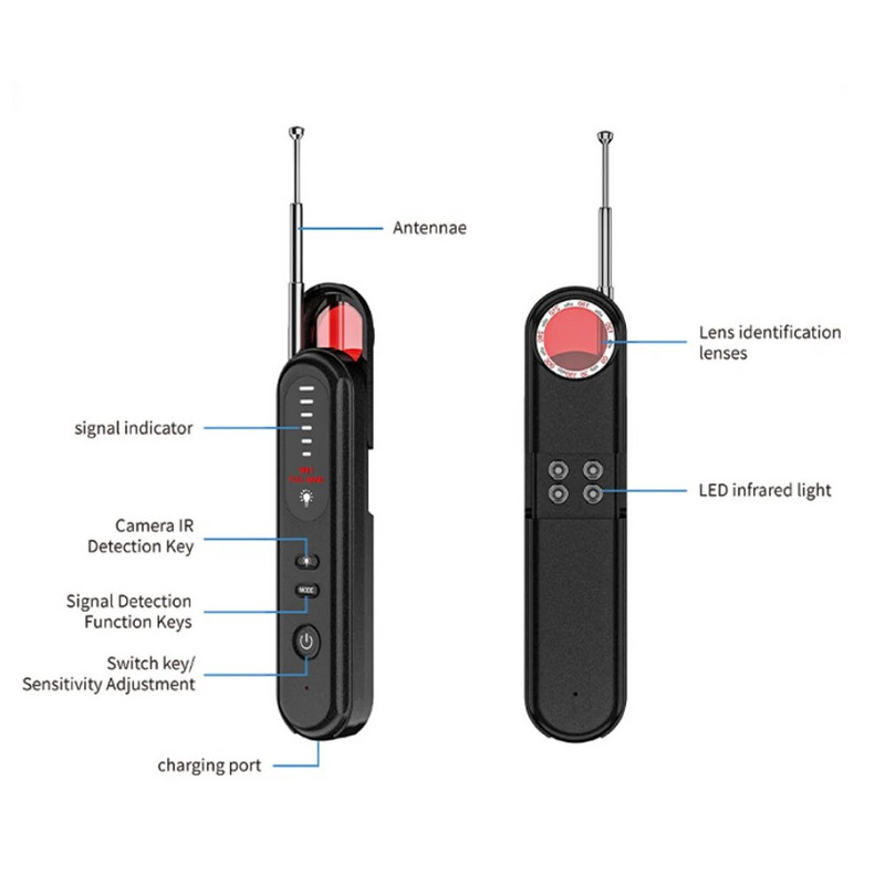 Detektor skrivene kamere Detektor grešaka Anti-Spy GPS Tracker Detektor 6 razina osjetljivosti Detektor RF signala za putovanja u kućnom uredu
