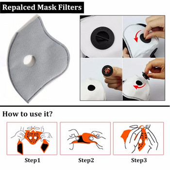 Защитна велосипедна маска за лице PM2.5 против прах с филтърен памучен лист и клапани Прахоустойчива маска с активен въглен против алергия към полени