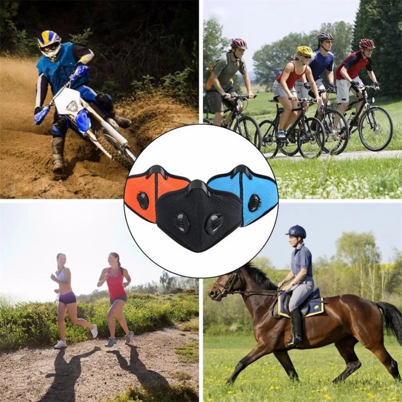 Zaštitna biciklistička PM2.5 maska protiv prašine s filtarskom pamučnom folijom i ventilima Maska protiv prašine s aktivnim ugljenom protiv alergije na pelud