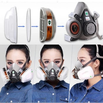 3M 6200 Gas Mask for Spray Paint Decoration Mask χημικής σκόνης Body Protect Toxic Steam Filter Respirator Επαναχρησιμοποιήσιμη μισή μάσκα