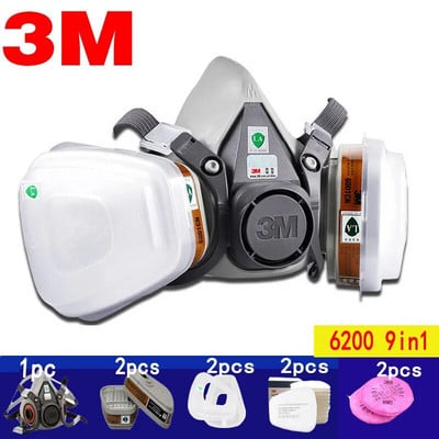 3M 6200 gázmaszk festékszóró dekorációhoz vegyi porvédő maszk testvédő mérgező gőzszűrős légzésvédő újrafelhasználható félálarc