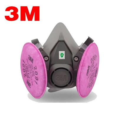 1vnt 3M 6200 kaukė arba 9in1 6200 pusiau veido dujokaukė respiratorius su 6001/2091 filtru, tinka dažymui, purškimui, atsparus dulkėms