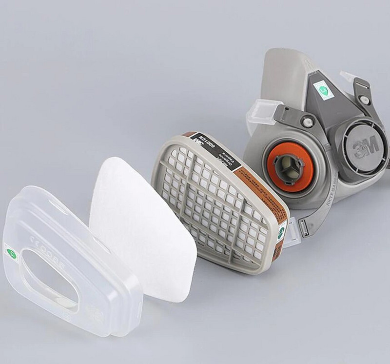 1vnt 3M 6200 kaukė arba 9in1 6200 pusiau veido dujokaukė respiratorius su 6001/2091 filtru, tinka dažymui, purškimui, atsparus dulkėms