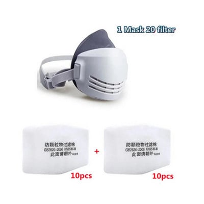 Dulkių kaukė + 20 vnt. Filtras Medvilninis respiratorius Pusei veido Dulkėms atspari kaukė Pramoninė statybinė Dulkių Rūko apsauga Dujų kaukė