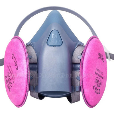 17in1 7502 Respirator cu gaz praf Mască de praf pentru jumătate de față pentru vopsire Pulverizare Vapori organici Filtru de gaz chimic Siguranța muncii pentru 3M