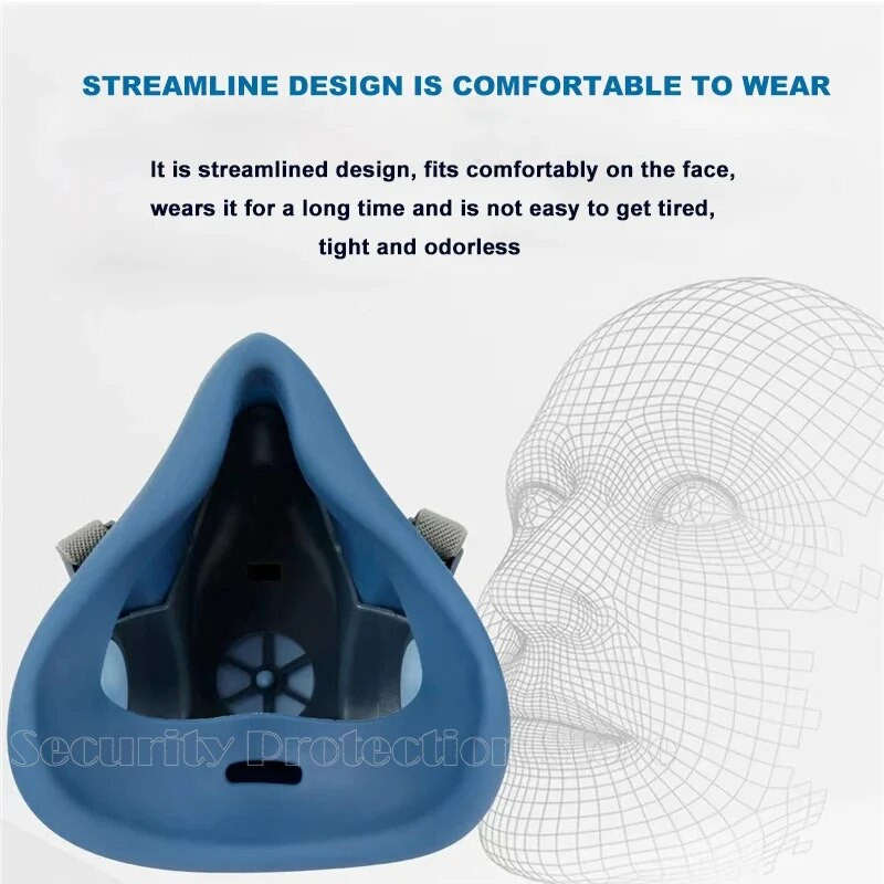 17in1 7502 Respirator cu gaz praf Mască de praf pentru jumătate de față pentru vopsire Pulverizare Vapori organici Filtru de gaz chimic Siguranța muncii pentru 3M