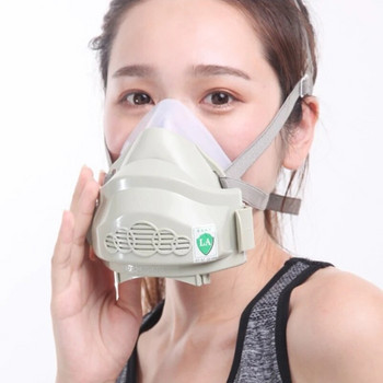 XYEHS маска за прах за половината лице с респиратор с прахоустойчив памучен филтър, силиконова маска за хранителни цели за домашно чисто полиране
