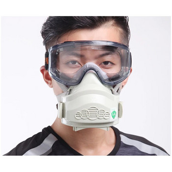 XYEHS маска за прах за половината лице с респиратор с прахоустойчив памучен филтър, силиконова маска за хранителни цели за домашно чисто полиране