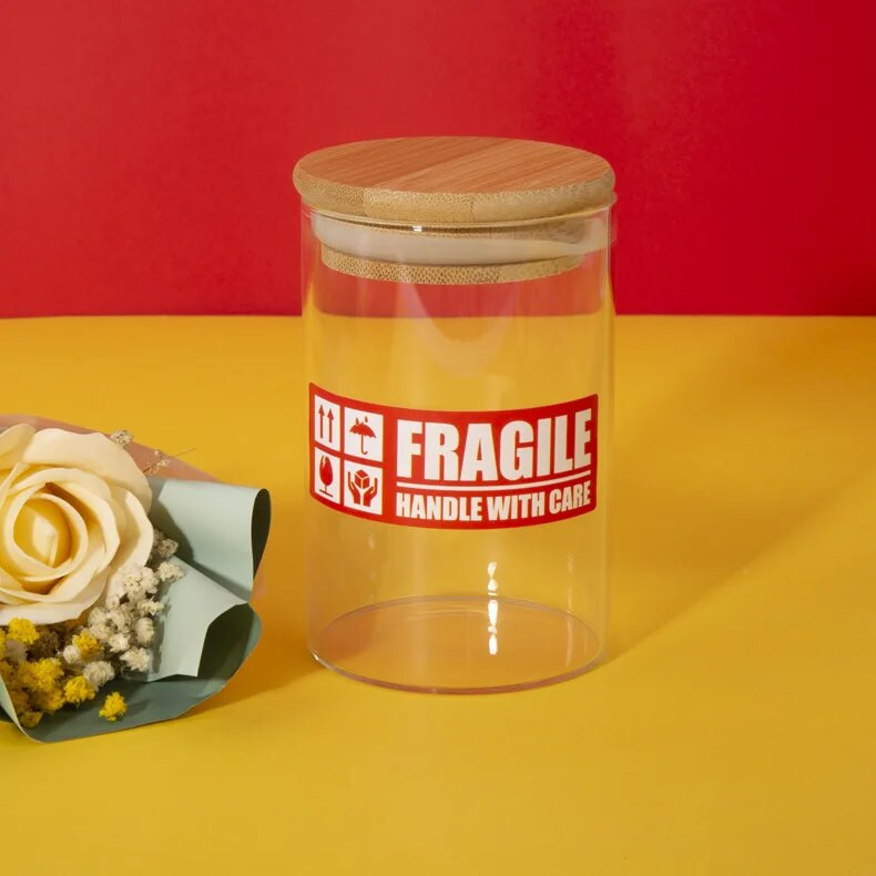 150PCS/Rola Lomljive naljepnice S robom pažljivo rukujte Traka upozorenja DIY potrošni materijal Oznaka pakiranja Posebna oznaka