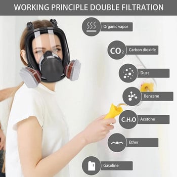 27 In 1 6800 Industrial Painting Ψεκασμός αναπνευστική μάσκα αερίου 2 σε 1 στολή Ασφάλεια φίλτρο εργασίας Μάσκα για ολόκληρο το πρόσωπο Αντικατάσταση MMM