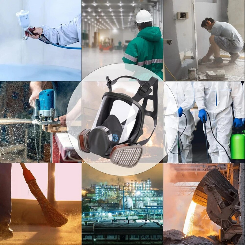 27 In 1 6800 Pramoninis dažymas Purškiamas respiratorius Dujinė kaukė 2 viename Kostiumas Darbo saugos filtras Dulkių viso veido kaukė Pakeisti MMM