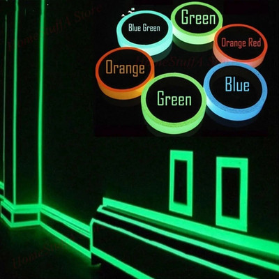 Φωτεινή ταινία ασφαλείας Πράσινη μπλε Προειδοποίηση Φωτός εδάφους Αποθήκευση σκάλας Αντιολισθητικό αυτοκόλλητο αντανακλαστική ταινία φθορισμού Αυτοκόλλητη