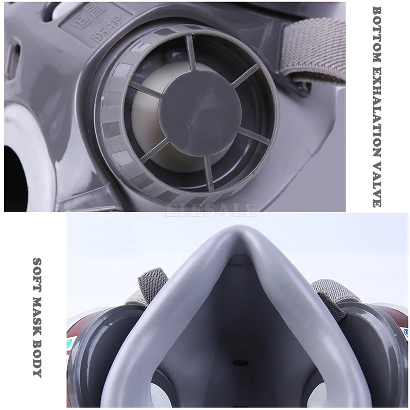 Pola lica, prašina, plin, kemijski respirator, dvostruki filtri, radna zaštitna zaštitna maska za industrijsko raspršivanje organske pare