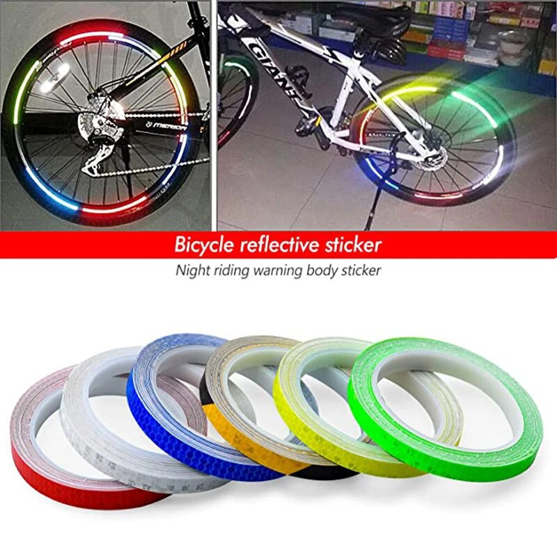 1 cm * 8 m šviesą atspindinti juosta Automobilio dviračio lipdukas, dviračio dviračio MTB liuminescencinio motociklo ratlankio ženklas, įspėjamasis ženklas nakties sauga