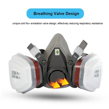 Επαναχρησιμοποιήσιμο σετ αναπνευστήρα μισού καλύμματος - 17 σε 1 Πρόσωπο 6200 Μάσκα αναπνευστήρα αερίου Ζωγραφική Συγκόλληση Ξυλουργική Προστασία εργασίας