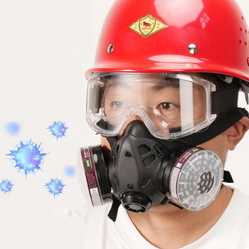 Черен газов респиратор с половин лице, индустриална газова маска PA-1 Филтърна касета за боядисване, пръскане, заваряване, защита на дишането