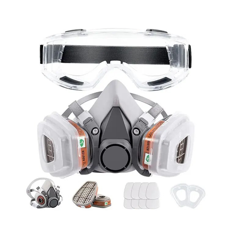 6200 Газова маска за спрей боя Декорация Химическа противопрахова маска Защита на тялото Филтър за токсична пара Респиратор Полумаска за многократна употреба