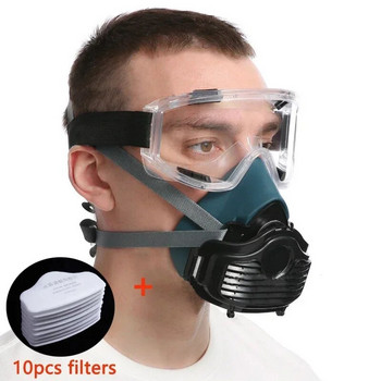 Σιλικόνη Dustproof Half Mask Κατάλληλη για Spray Paint Διακόσμηση σπιτιών Grinding Self-asting Dust Respirator Mask with Filter