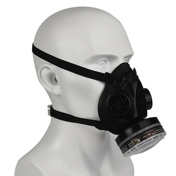 Νέα μάσκα μισού προσώπου Μαύρη μάσκα αερίου Αναπνευστική μάσκα εργασίας από φυσικό καουτσούκ για στίλβωση αναπνοής ψεκασμού φυτοφαρμάκων συγκόλλησης