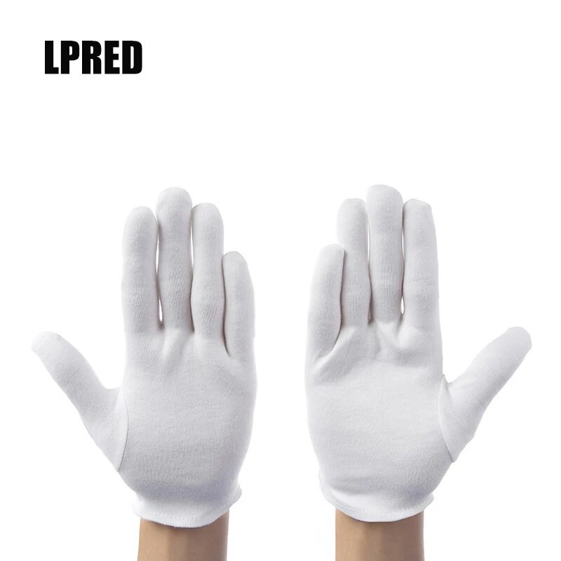 24 БР. Бели ръкавици 12 чифта меки памучни ръкавици Монети Бижута Сребърни инспекционни ръкавици Разтеглива ръкавица с подплата