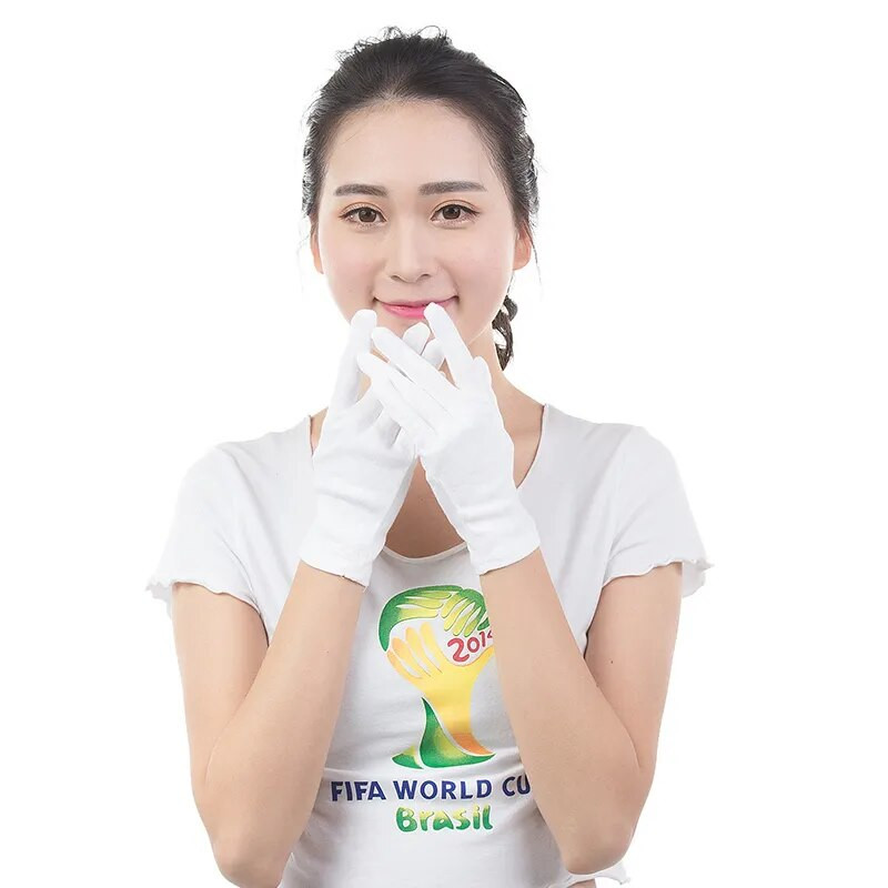 24 БР. Бели ръкавици 12 чифта меки памучни ръкавици Монети Бижута Сребърни инспекционни ръкавици Разтеглива ръкавица с подплата