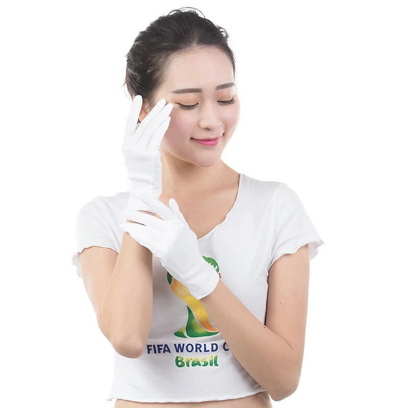 24 БР. Бели ръкавици 12 чифта меки памучни ръкавици Монети Бижута Сребърни инспекционни ръкавици Разтеглива ръкавица с подплата